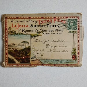 Ramona's Marriage Place Torrey Pines La Jolla Sunset Cliffs Postcard Folder