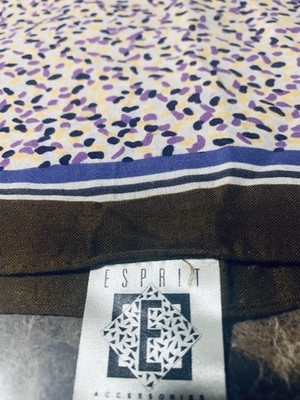 Vtg ESPRIT Scarf 34x34  Brown/ Purple/ Multi 