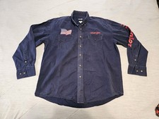 Wrangler Long Sleeve Embroidered Logo USA Flag Western Cowboy Shirt Large