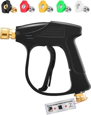 #ad 5000 PSI Pressure Washer Gun with 5 Color Quick Connect Nozzles M22 14mm $48.82