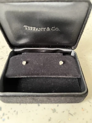 Genuine Tiffany Diamond Stud Earrings In Platinum - Image 1 of 4