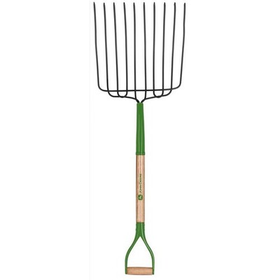 John Deere 7005558 30 in. 10 Tine Steel Bedding Fork with Wood Handle  Green
