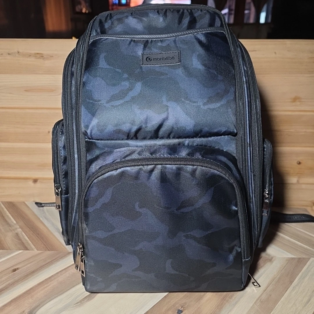 Monbèbè Navy Camo Baby Diaper Bag Backpack W/ Changing Pad / Station NWT