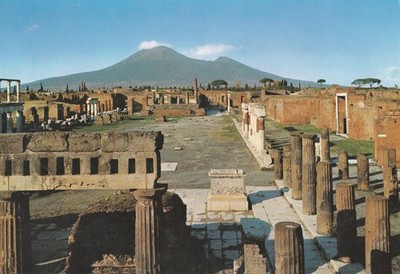 Alte Postkarte Pompeji Zivilforum Berg Vesuv Italien topographisch 8 x 6 Zoll