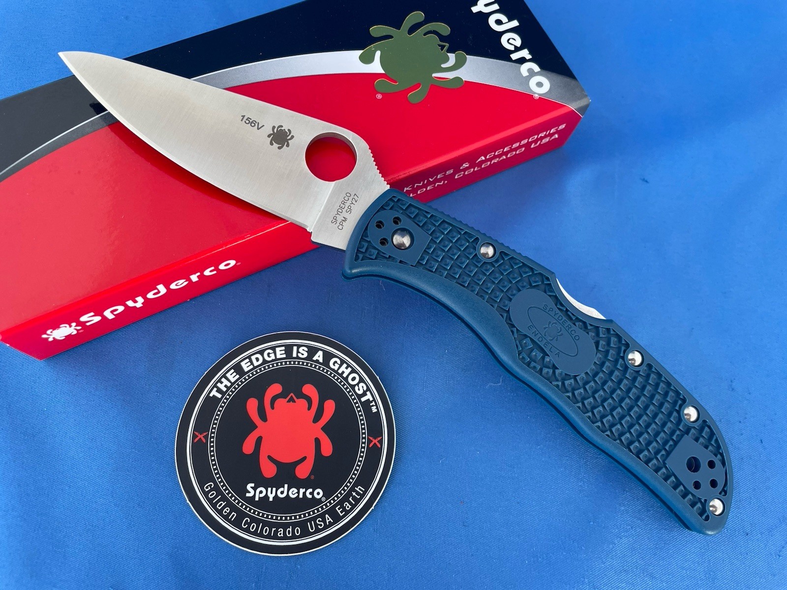 Spyderco C243PCBL Endela Knife Cobalt Blue FRN SPY27 Stainless Plain Edge #156V
