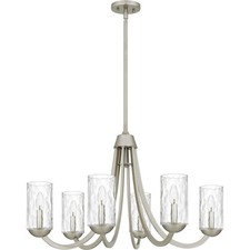 Quoizel Allard 6Light Chandelier, Brushed Nickel/Clear Water Glass - ALD5032BN