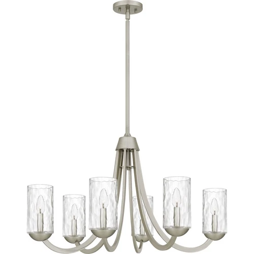 Quoizel Allard 6Light Chandelier, Brushed Nickel/Clear Water Glass - ALD5032BN - Picture 1 of 1
