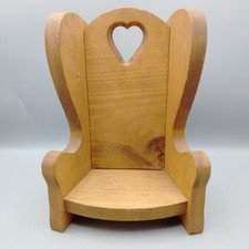 Vintage Solid Wood Heart Cutout Mini Doll Sized Wooden Chair 12" tall
