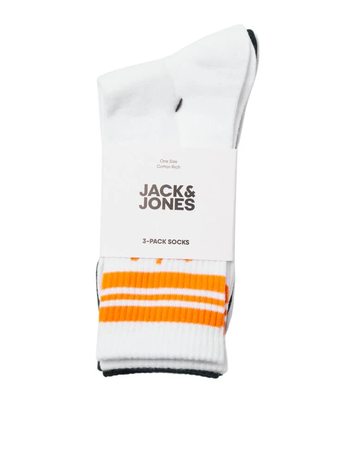 Pack de 3 calcetines deportivos Jack & Jones JACTWES - blancos/naranja (talla 7-11) Foto 2 de 4