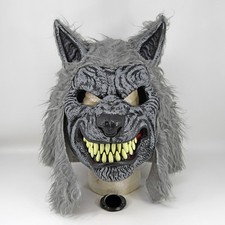 Spirit Halloween Werewolf Wolf Gray Nightmare Ani-Motion Mask Moving Jaw Adult