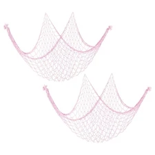 Fishing Net Decor, 2 Pack 80" x 40" Fish Net Decor Party Accessory, Light Pink