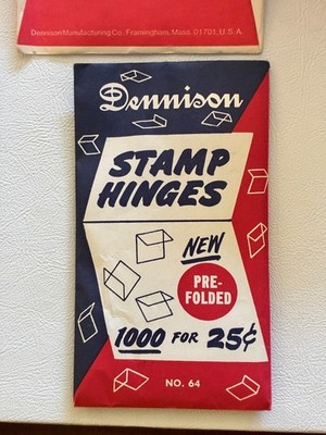 Vintage Dennison Prefolded Stamp Hinges-The Best! 1000 Hinges No Longer Produced