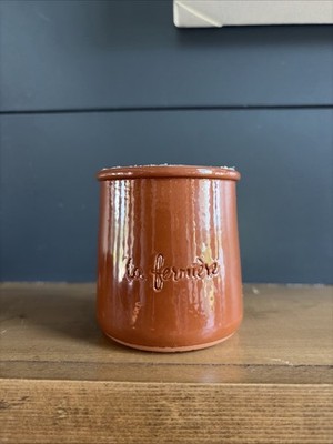 La Fermiere Terracotta Glazed Yogurt Cups Pot Planter Brown Clay Decor Cottage