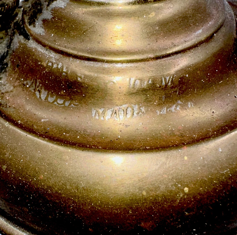 Antique Junior Brass E. Miller Kerosene Lamp w/ Working Burner, Wick and Riser - Image 4 of 4