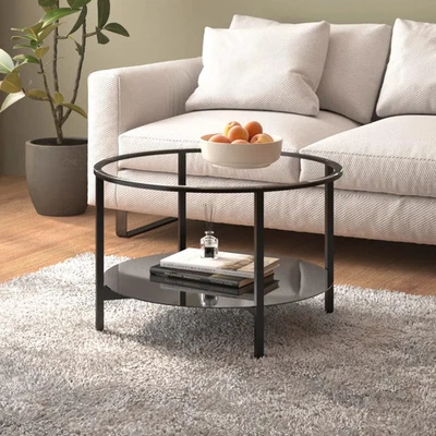 Tea Table Black and Transparent 70 cm Tempered Glass Modern Furniture Livi 31618 - image 1 of 4