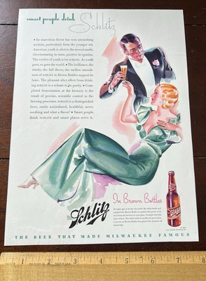 Smart People Drink Schlitz 1934, In Brown Bottles Jos Schlitz Brewing Co.