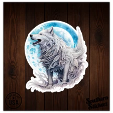 White Wolf Moon - Vinyl Decal Sticker - Car Window Laptop - ebn11975