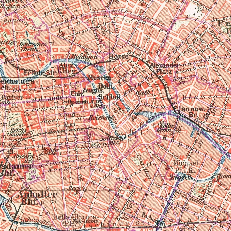 BERLIN 1908 inner  Antique Original Vintage map city plan Germany - Image 3 of 4