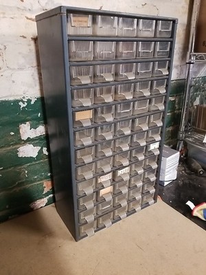 Vintage Wards Powr-Kraft 60 Drawer Metal Storage Organizer Cabinet Parts Bin