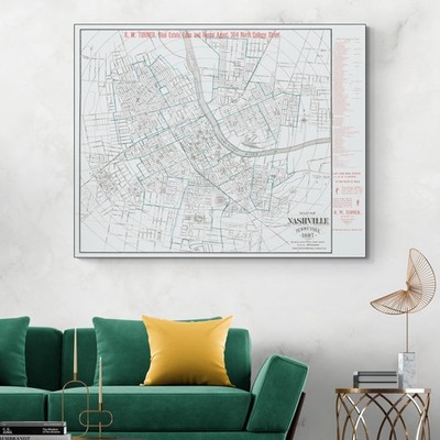 1897 Map of Nashville Tennessee   Streets, Railroads, Parks & Urban Expansion
