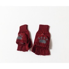 ZARA Knit convertible fingerless mittens Gloves with Bear Paw Print Size L