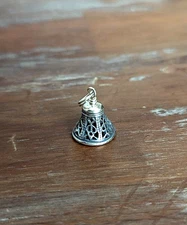 Vintage Sterling Silver - Heart Filigree Wedding Bell Charm