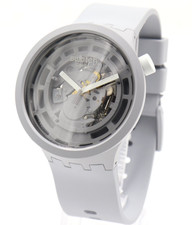 New Swiss Swatch Big Bold C-Gray Silicone Skeleton Watch 47mm SB03M100 145