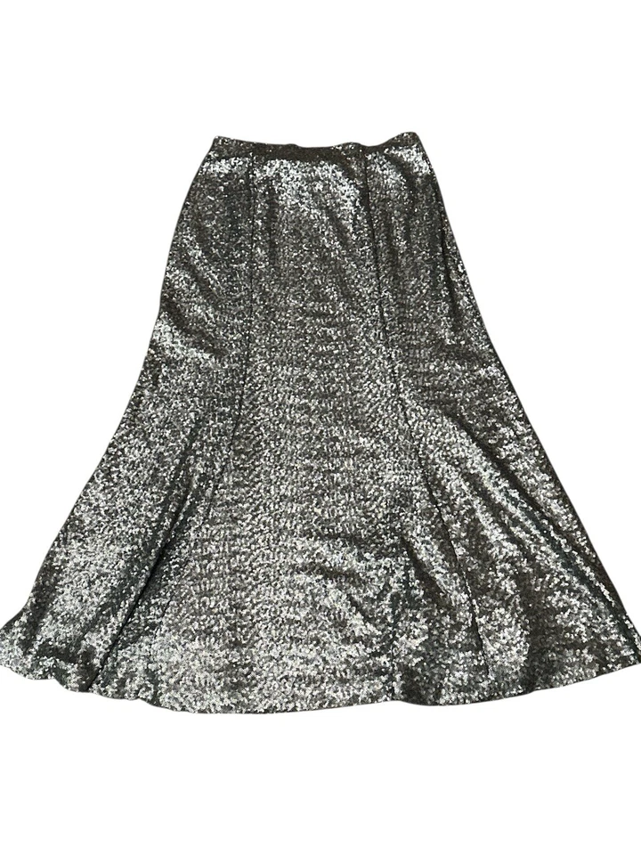 Nueva Maxi Falda Lane Bryant Lentejuelas Forrada Plateada Vacaciones 14 Acampanada Minorista $118 Foto 3 de 4