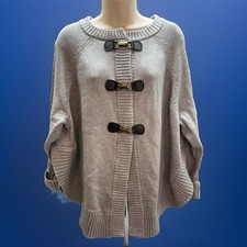 Banana Republic Paris Sweater Jacket Sz S Buckle Front Poncho Cape Gray Casual