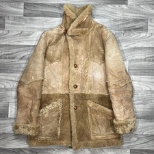 Vintage Sheepskin Leather Suede Shearling Coat Adult 44 Rancher Marlboro Jacket