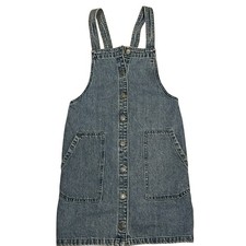 VTG Tommy Hilfiger Women's Y2K 90s Denim Overall Mini Dress Blue Sz XXS Pinafore