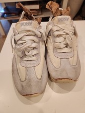 vintage pony sneakers 80's sz 8 white silver shoes 1980's
