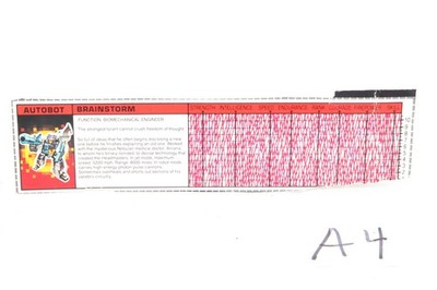 Transformers G1 Headmasters Brainstorm Tech Specs 1987 Vintage Hasbro