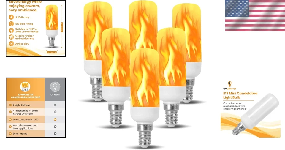Flame Flicker LED Light Bulb 6 Pack - Image 2 of 4