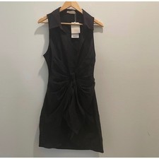 Choosy Womens Black Ruched Knot Front Sleeveless Mini Dress 1906DR19 Size 0 NWT