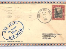 BAHAMAS/USA Mixed Franking Air Mail Cover St James MI Lakehurst 1931 WX102