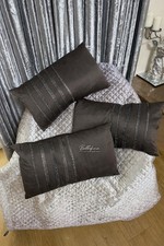 Kylie Minogue 3 Cocoa Satin Cushions With Crystal Stone Detail, 30 x 50 cm