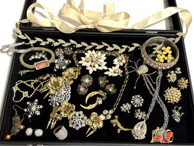 #ad Hand Curated 43 Pc VINTAGE 50s 60s Rhinestone MCM Jewelry Lot 22 $86.00