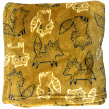 Little And Loved Fox Raccoon Baby Blanket Yellow Gold Black White Fleece Lovey