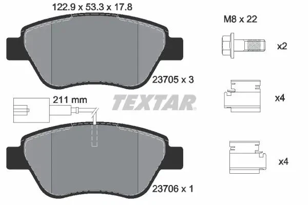 Plaquettes de frein 2370502 TEXTAR pour FIAT ALFA ROMEO LANCIA - Photo 1/4