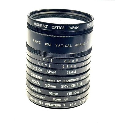 Lot of Ten 10 52mm Screw-In Lens Filters UV Skylight Polarizer Close Up Yellow