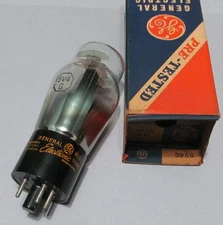 GE 5V4G NOS/NIB RECTIFIER - TEST NEW  - ORIGINAL BOX - BLACK PLATES - 1940'S