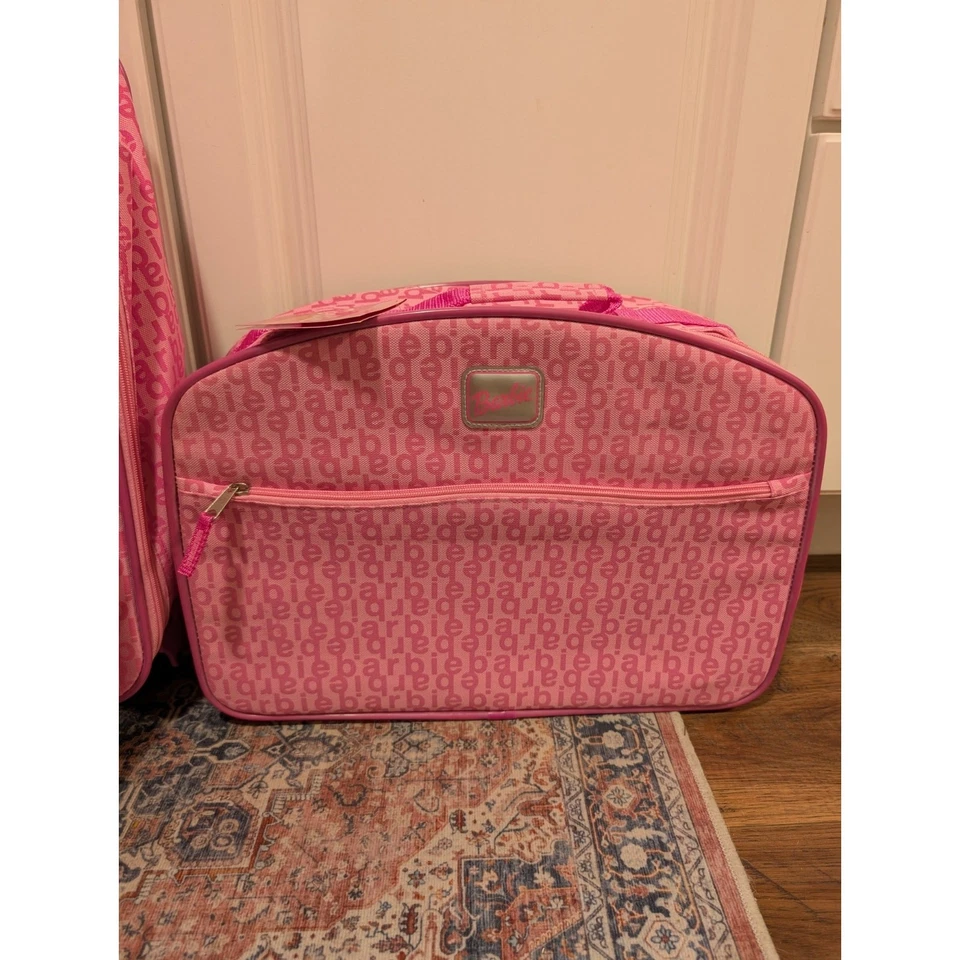 Barbie Y2K RARE 3 Piece Girls Luggage Travel Set 2004 Pink Mattel New with Tags - Image 4 of 4