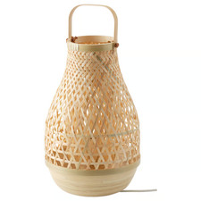MISTERHULT Handmade Bamboo Table Lamp Natural Boho Bedside Light 36cm