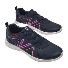 Vionic Shayna Sneaker Shoe Somen Size 9.5 Blue Pink Slip-On Elastic Orthotic