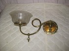 ANTIQUE SOLID BRASS GAS SWIVEL Wall Light Sconce w/ Antique  GLASS SHADE Wired — photo 5