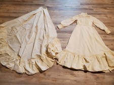 Vintage Ivory Wedding Dress 6 Crochet High Neck Victorian Style Adjustable Train