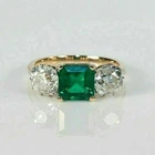 2.30 Ct Natural Emerald Art Deco Antique Vintage Wedding Ring 14K Yellow Gold FN