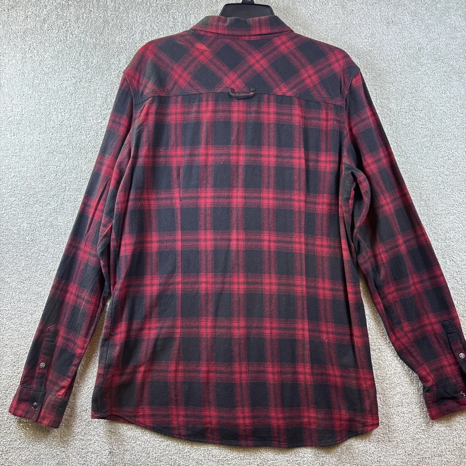 Harley Davidson красный клетку фланелевая рубашка мужчин большой жемчуг Snap #1 логотип длинным рукавом - Изображение 3 из 4
