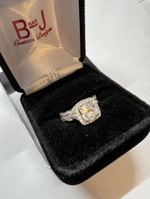 14K White Gold Diamond Engagement Ring Set Size 6-3/4